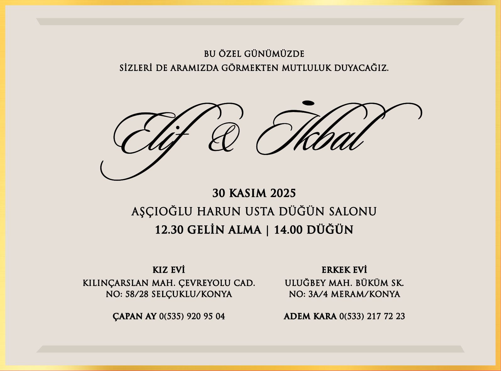 Elif & İkbal düğün davetiyesi